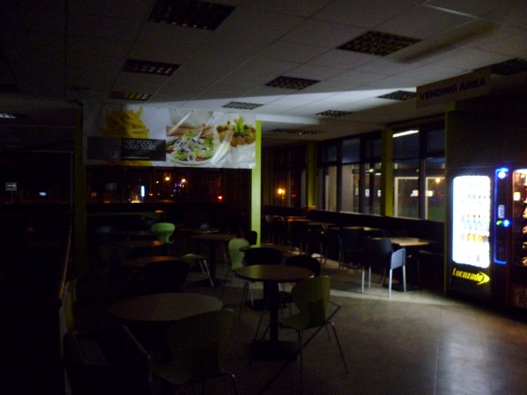 A canteen in darkness